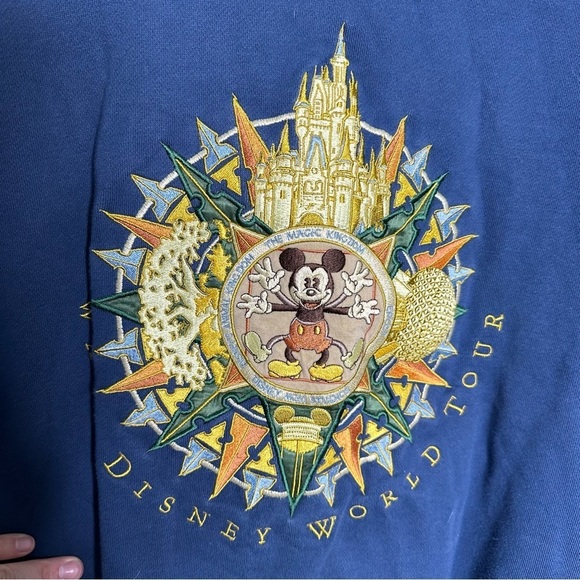 WDW Vintage Disney World Showcase Parks Embroidered Crewneck Sweatshirt - Picture 5 of 10